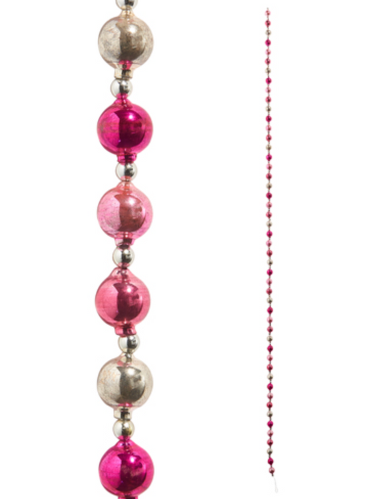 Pink Silver Vintage Ornament Garland