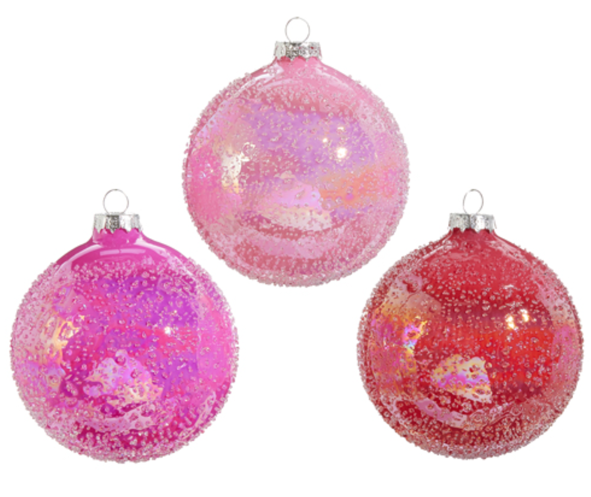 Assorted Pink Glitter Ball Ornament