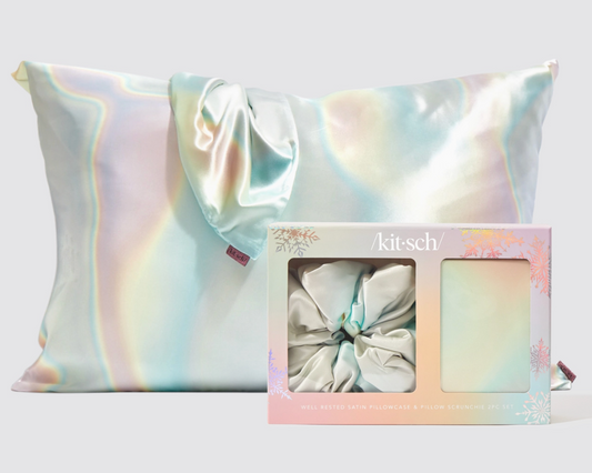 Holiday Satin Pillowcase Scrunchie Set