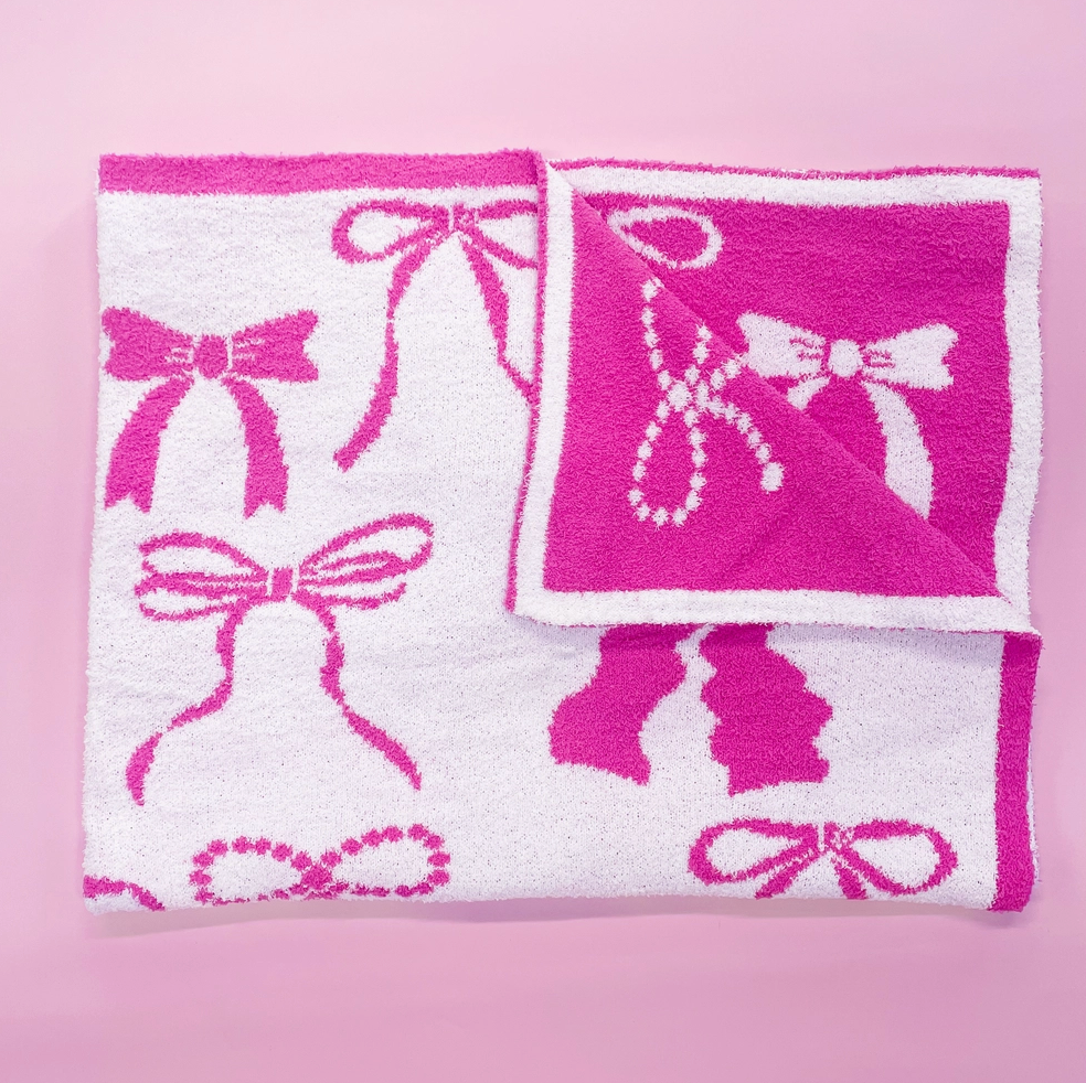 Pink Bow Cozy Luxe Throw