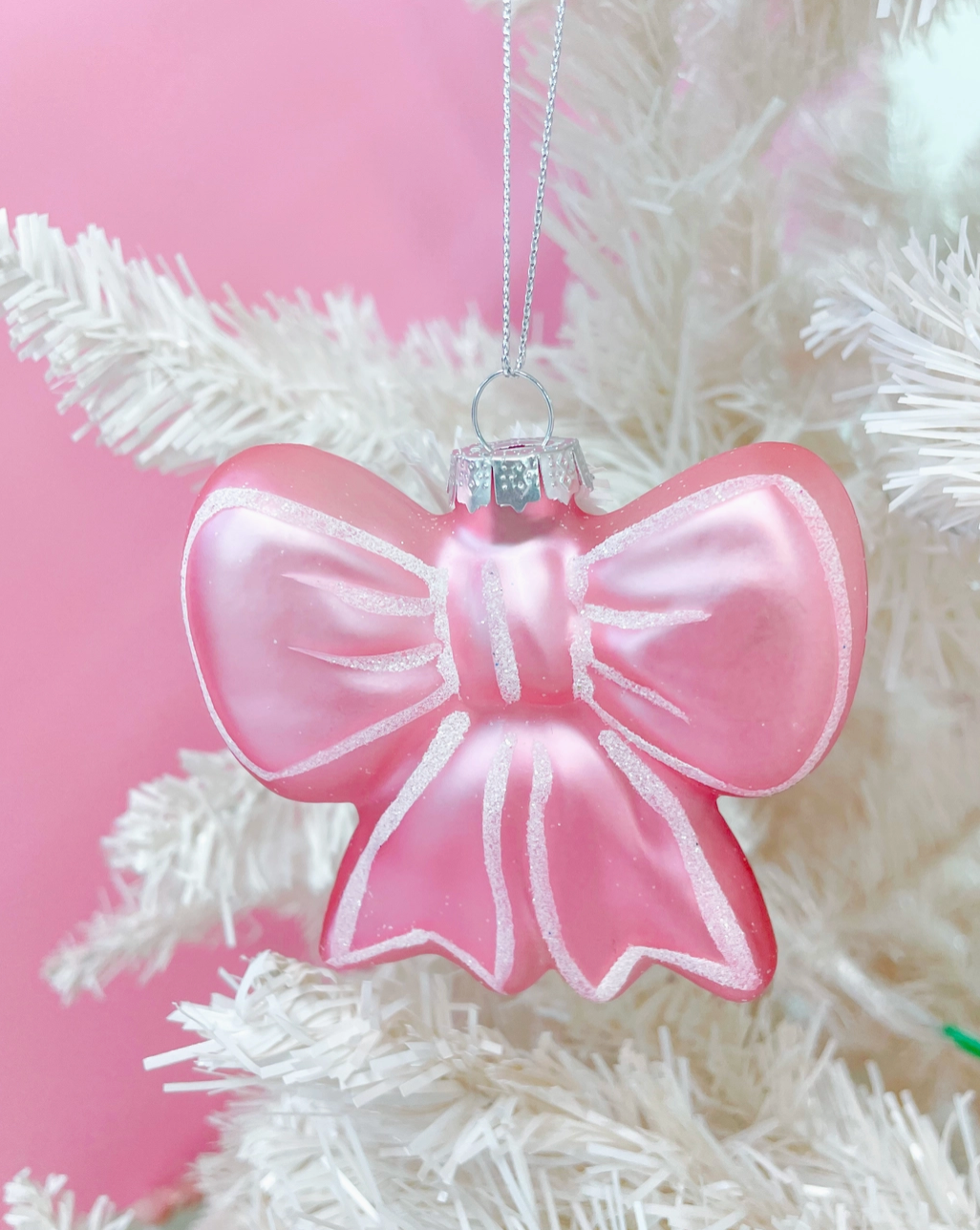 Pink Bow Christmas Ornament