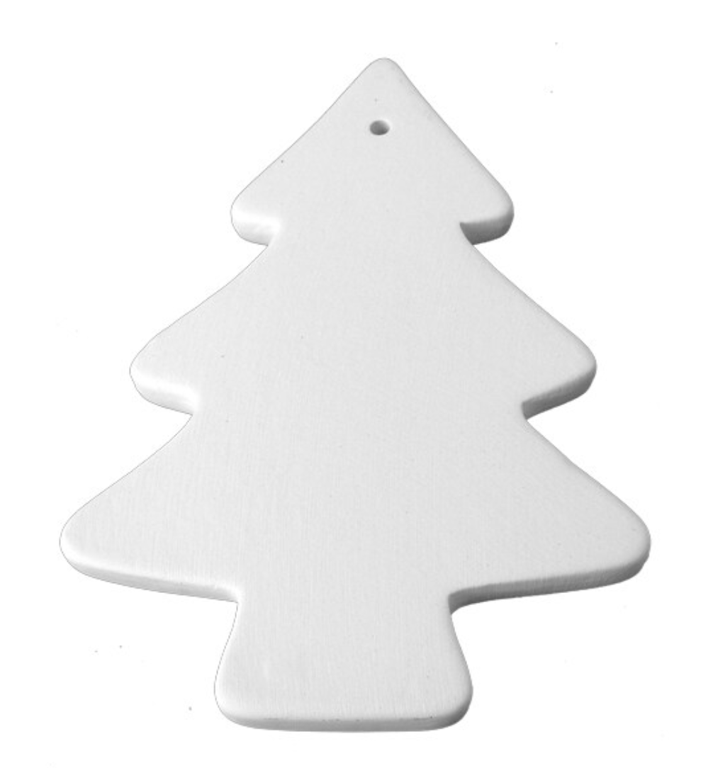 Ceramic Flat Christmas Tree Ornament