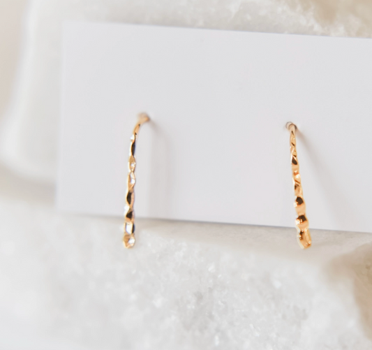 Hammered Gold Plated Dainty Hoops