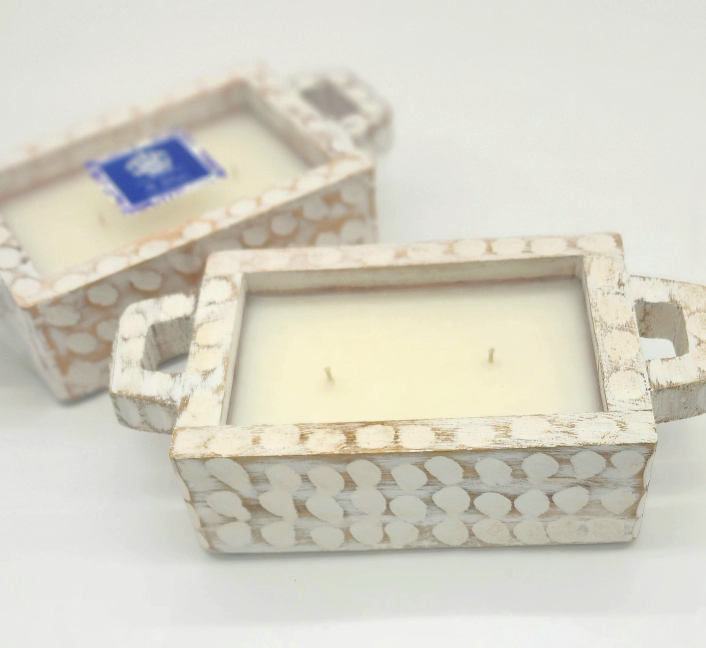 Whitewashed Rectangle Candle