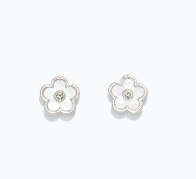 White Crystal Flower Cuties Earrings
