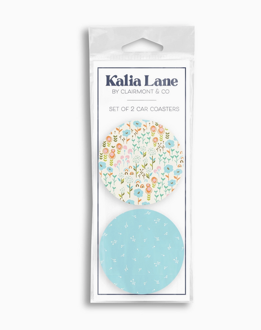 Blue Whimsical Car Coaster Pack