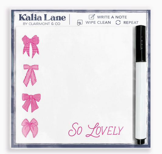 Pink Bow Dry Erase Board