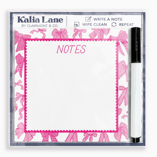 Pink Bow Notes Dry Erase Board