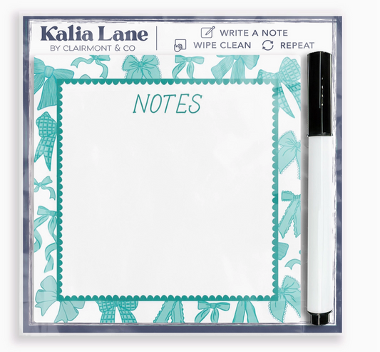 Blue Bow Notes Dry Erase Board