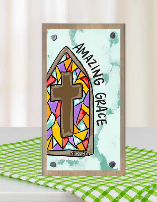 Amazing Grace Stained Glass Happy Block