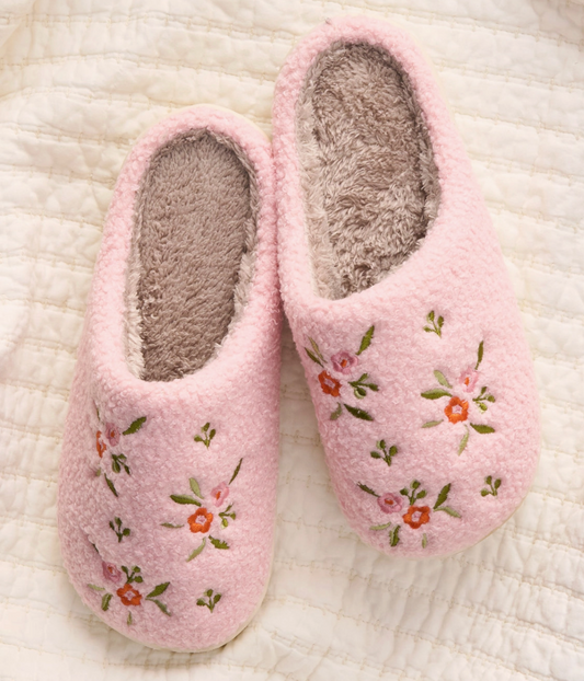 Dainty Floral Pink Slippers