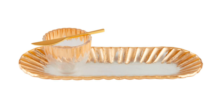 Gold Edge Tray & Dip Set
