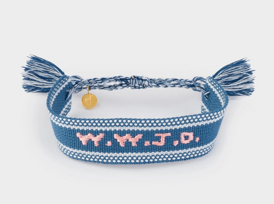 Blue Wwjd Embroidered Bracelet