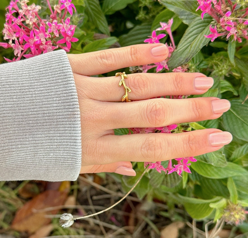 Dainty Olive Branch Ring