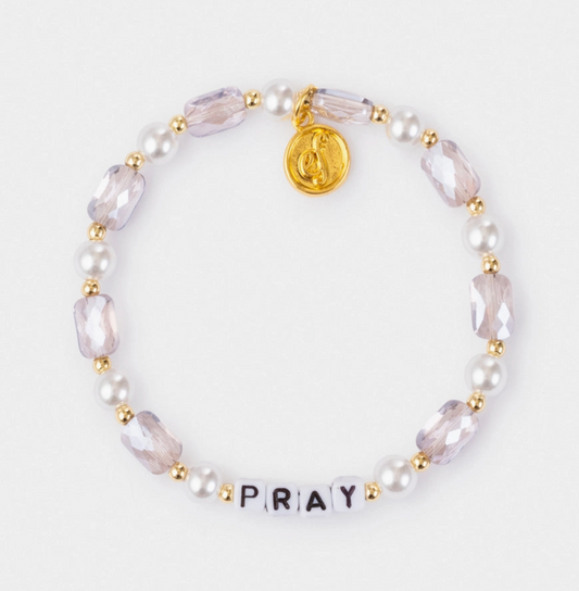 Pray Pearl Letter Bracelet