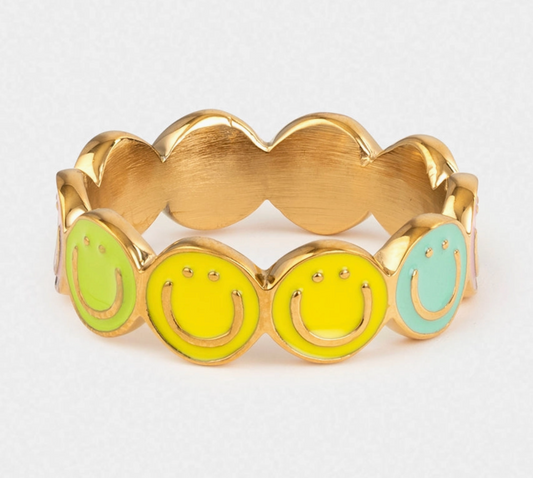 Smiley Enamel Ring