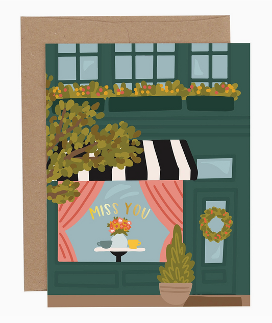 Miss You Cafe Friendship Greeting Card