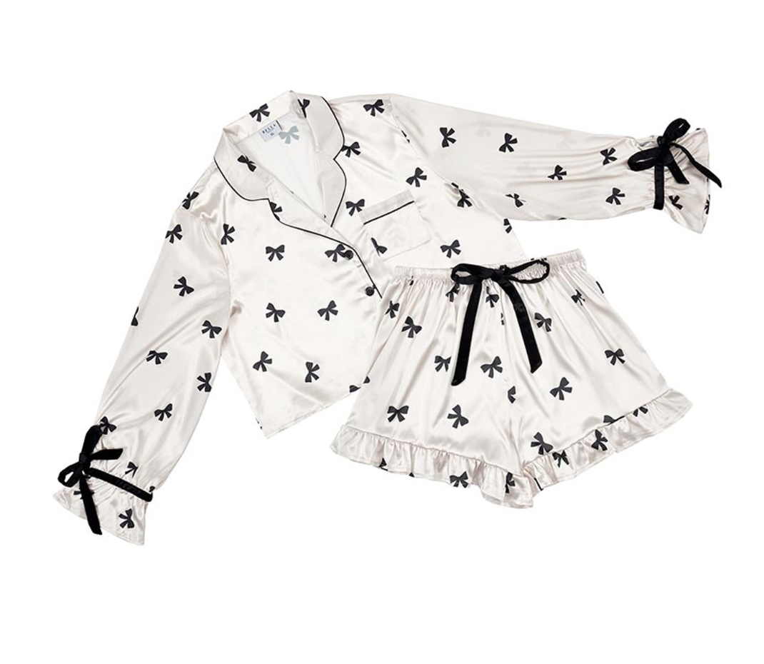 MT Black Bows Cropped PJ Set