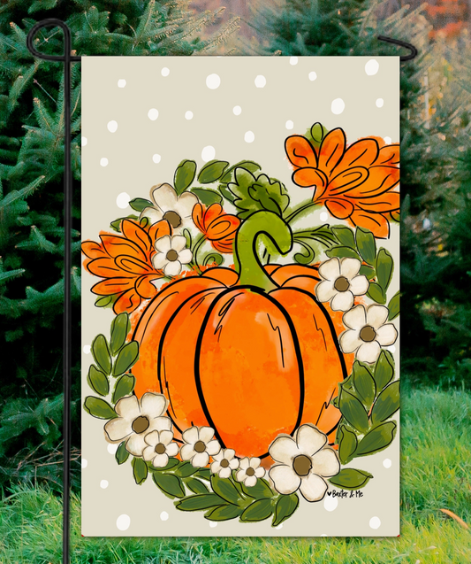 Cream Polka Dot Pumpkin Garden Flag