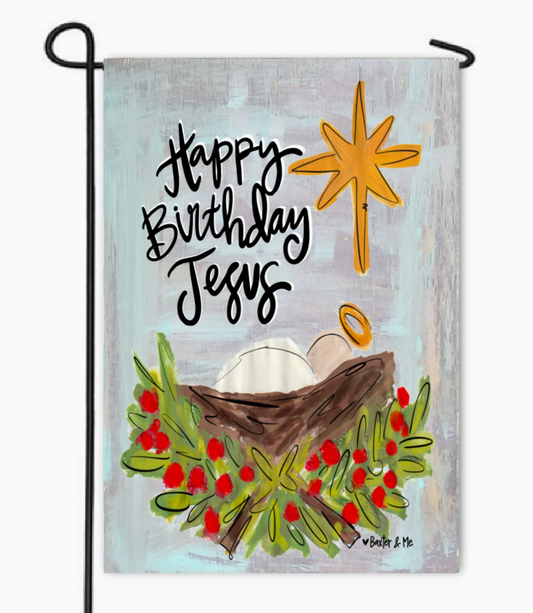 Happy Birthday Jesus Garden Flag
