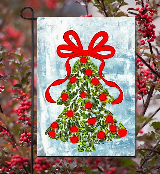Holly Berry Christmas Tree Garden Flag