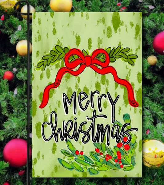 Merry Christmas Ribbon Garden Flag