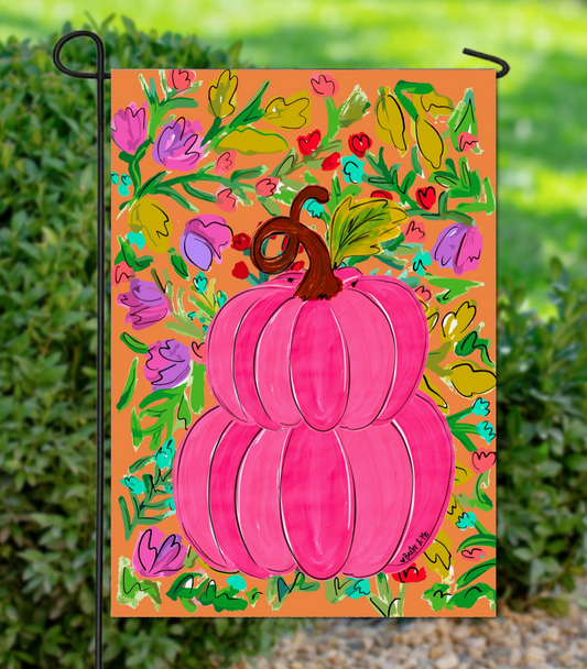 Pink Pumpkin in Bloom Garden Flag