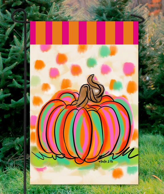 Rainbow Patch Pumpkin Garden Flag