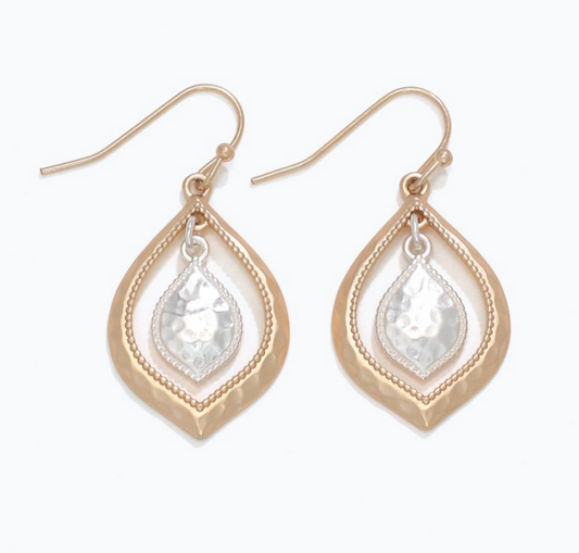 Two Tone Teardrop Earrings