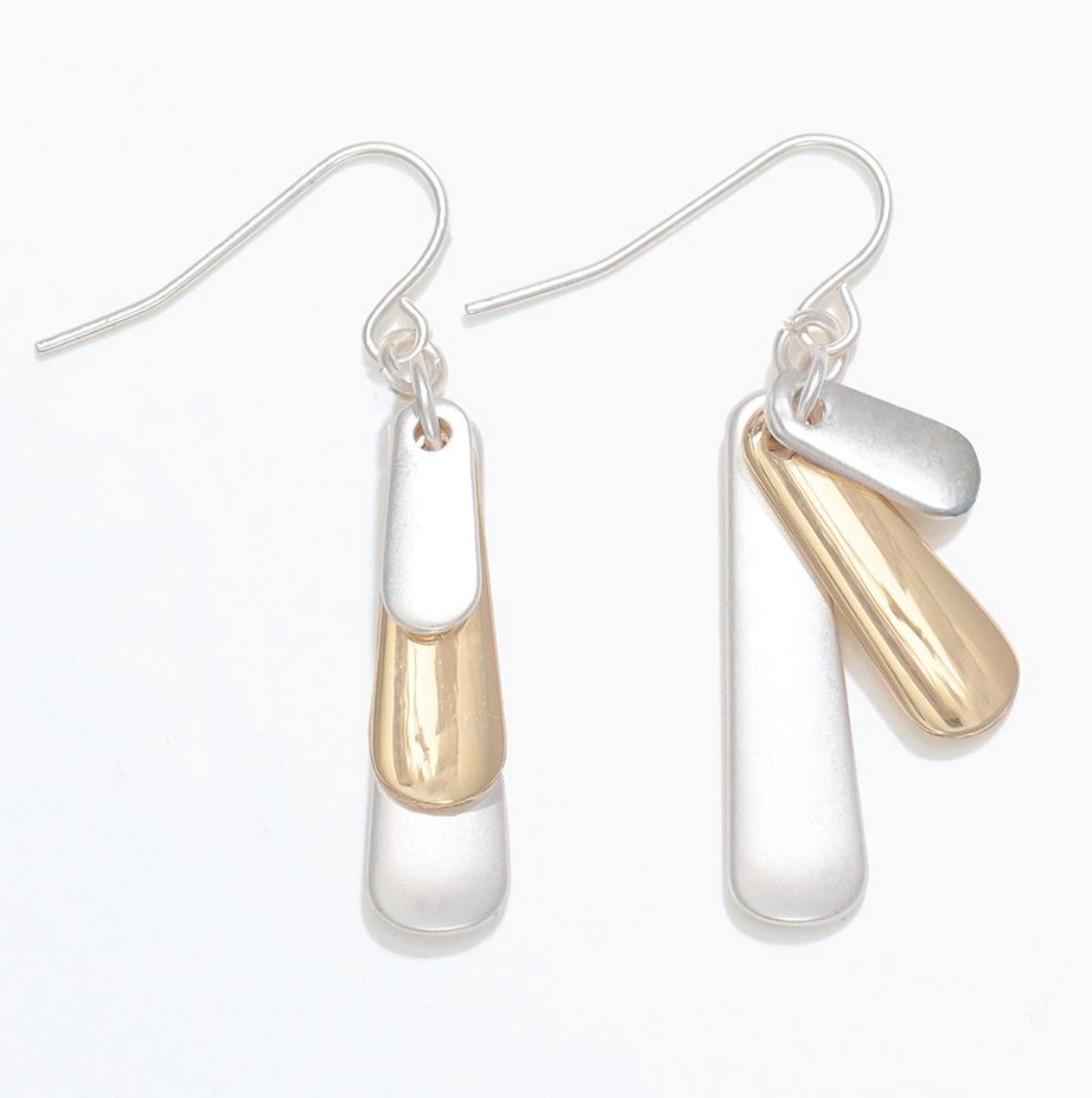 Matte Silver Gold Dangle Earrings