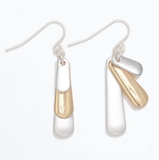 Matte Silver Gold Dangle Earrings