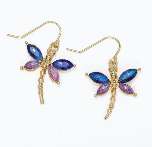 Navy Purple Dragonfly Earrings
