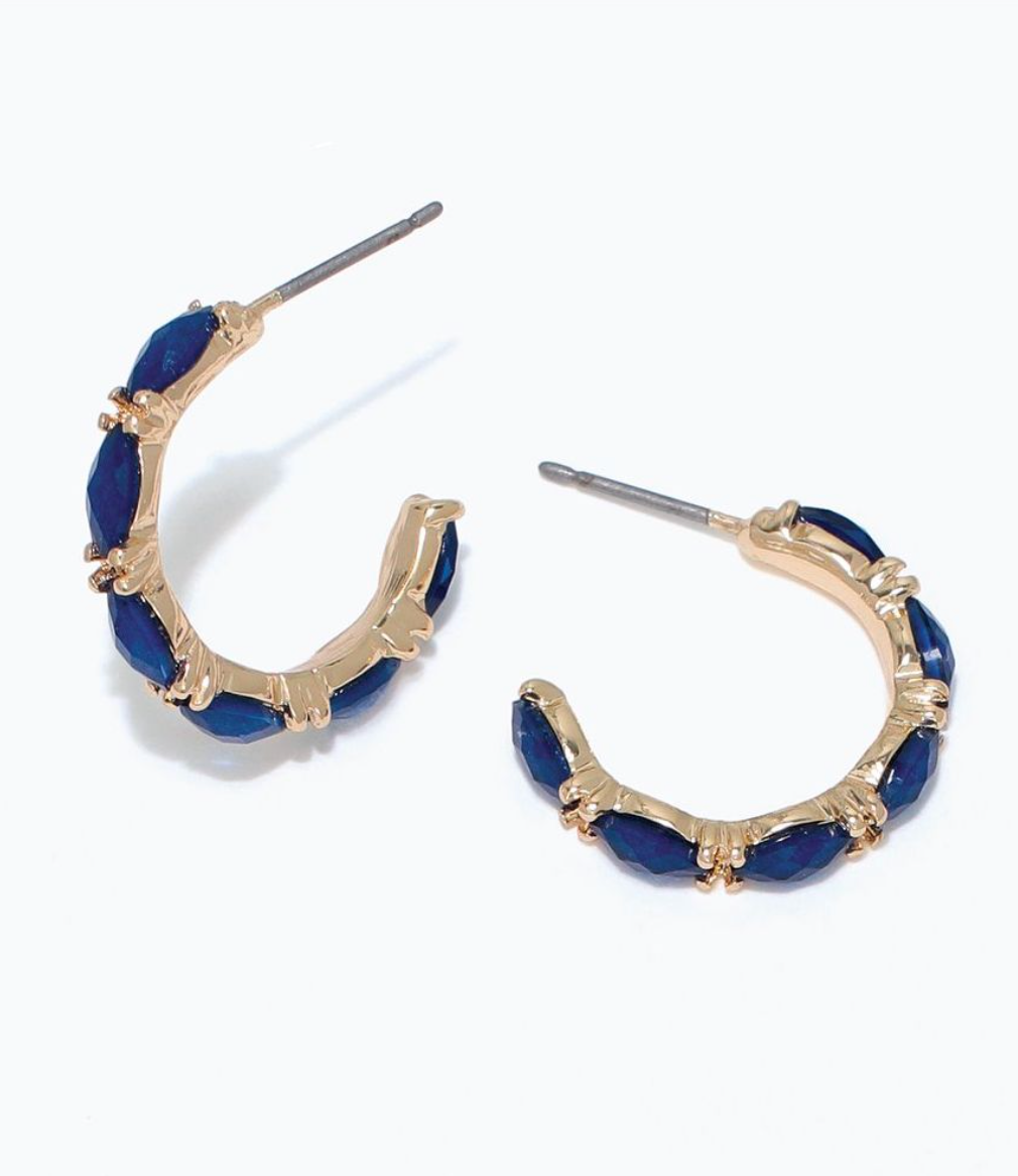 Faceted Navy Crystal Earrings