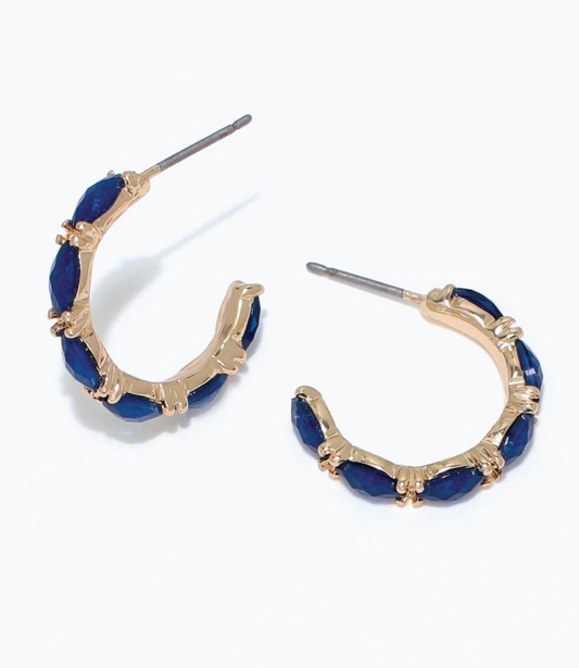 Faceted Navy Crystal Earrings
