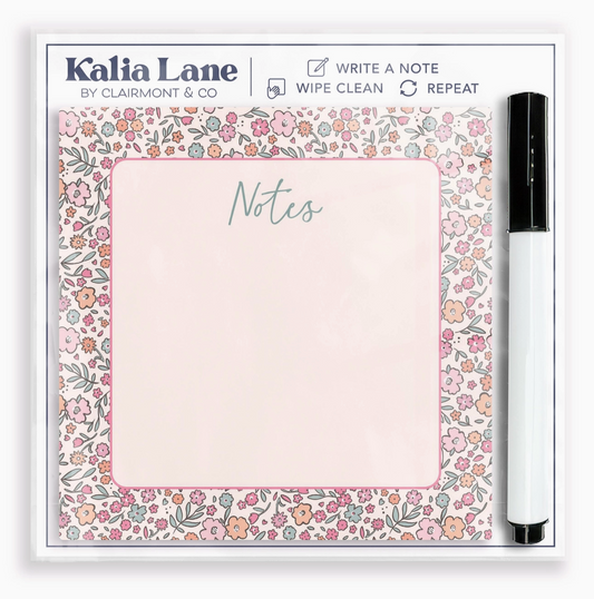 Floral Pattern Notes Dry Erase Board