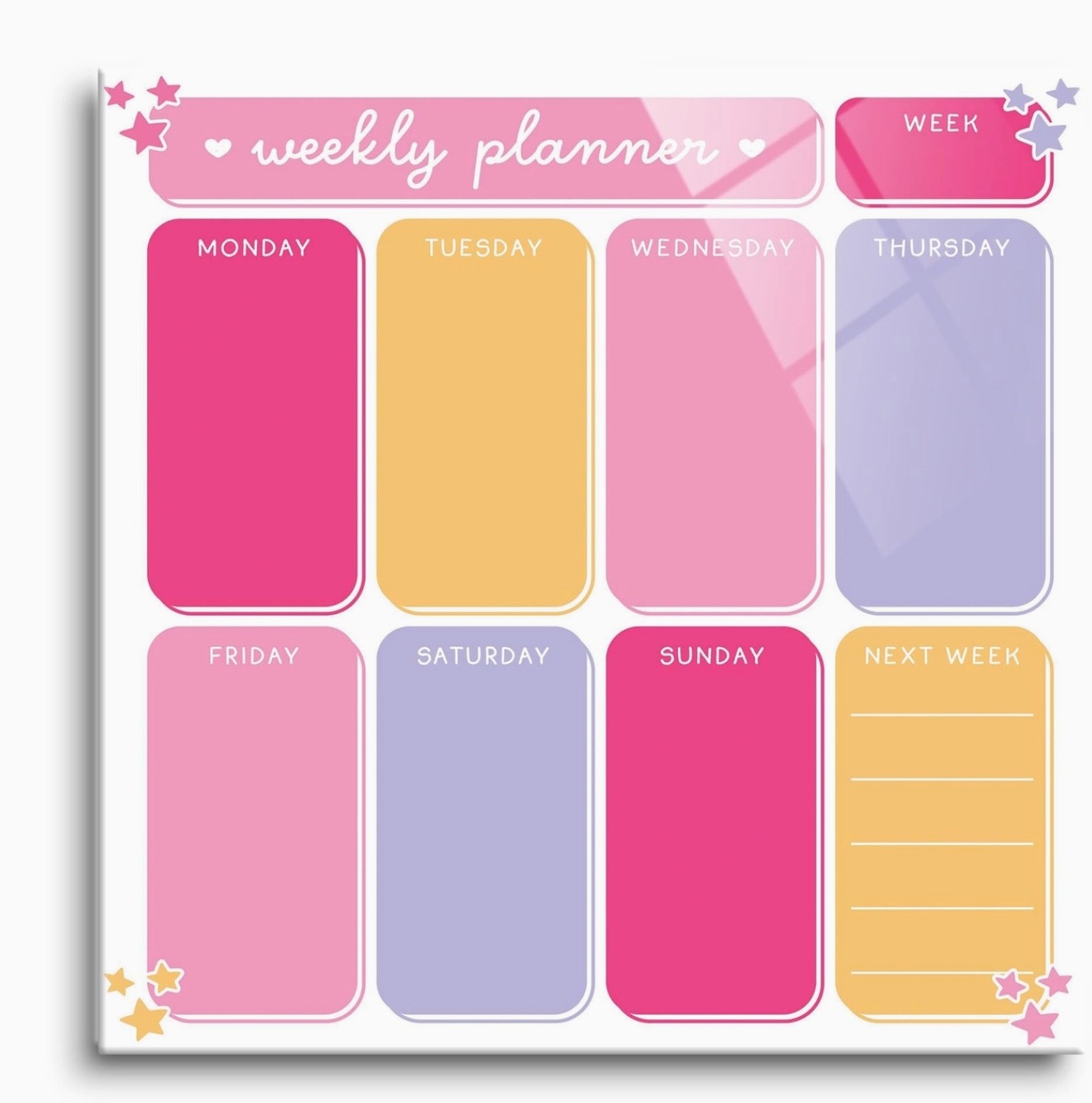Weekly Planner Glass Dry Erase Board
