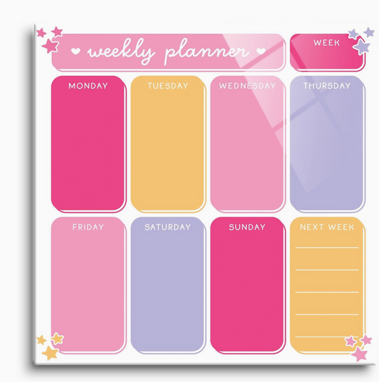 Weekly Planner Glass Dry Erase Board