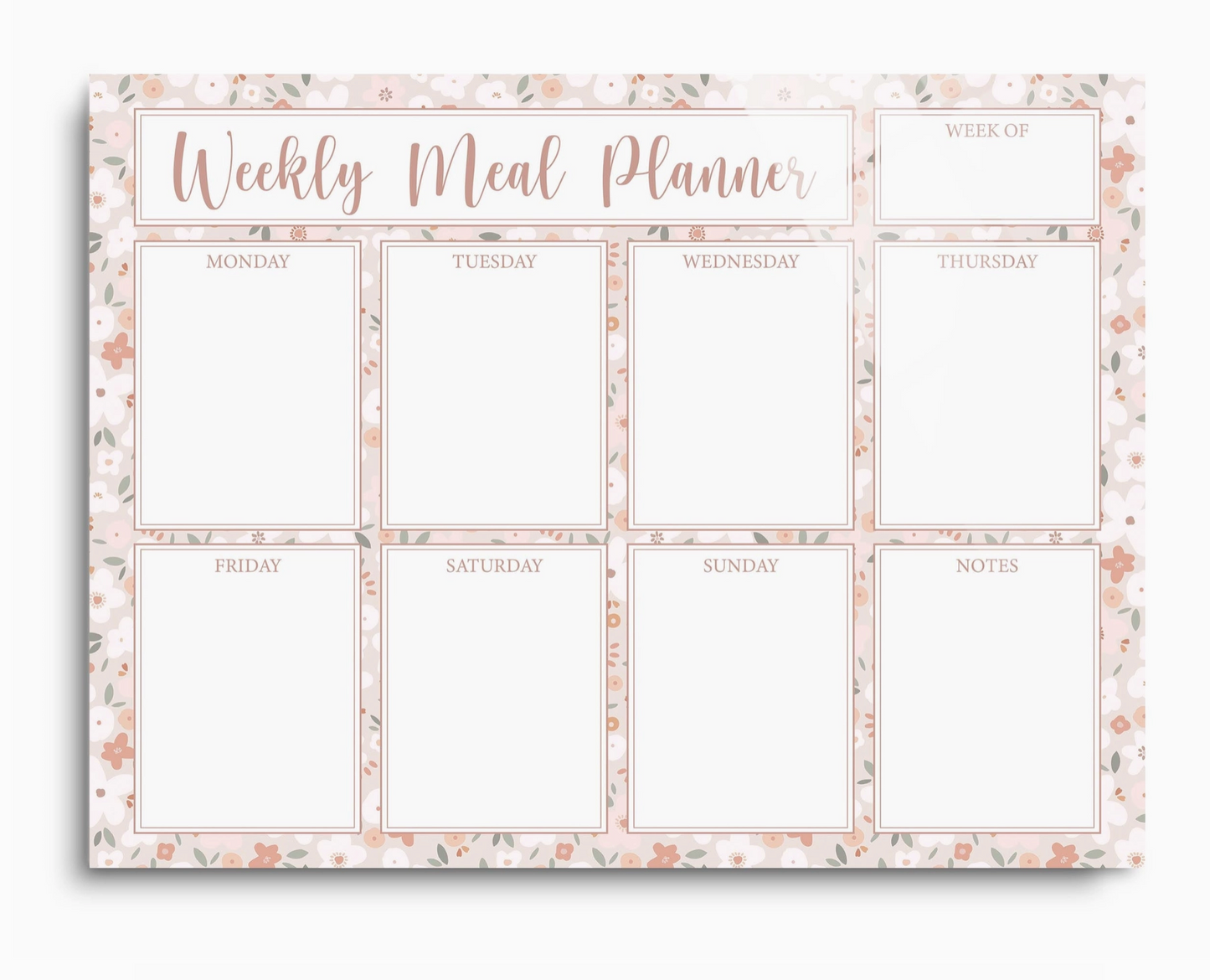 Weekly Meal Planner Dry Erase Board