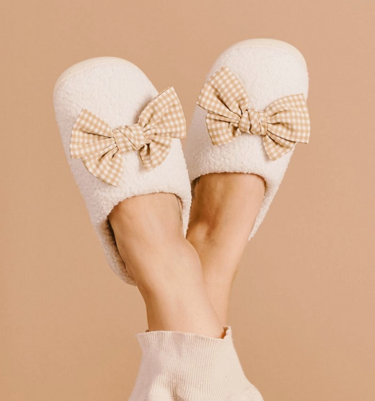 Betty Bow Maple Gingham Slippers