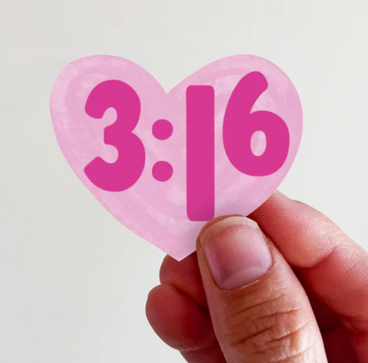 3:16 Pink Heart Vinyl Sticker
