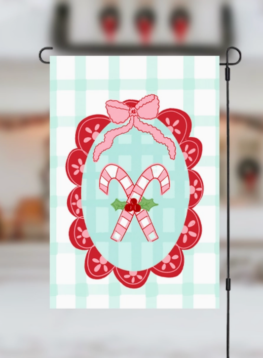 Scalloped Candy Cane Garden Flag