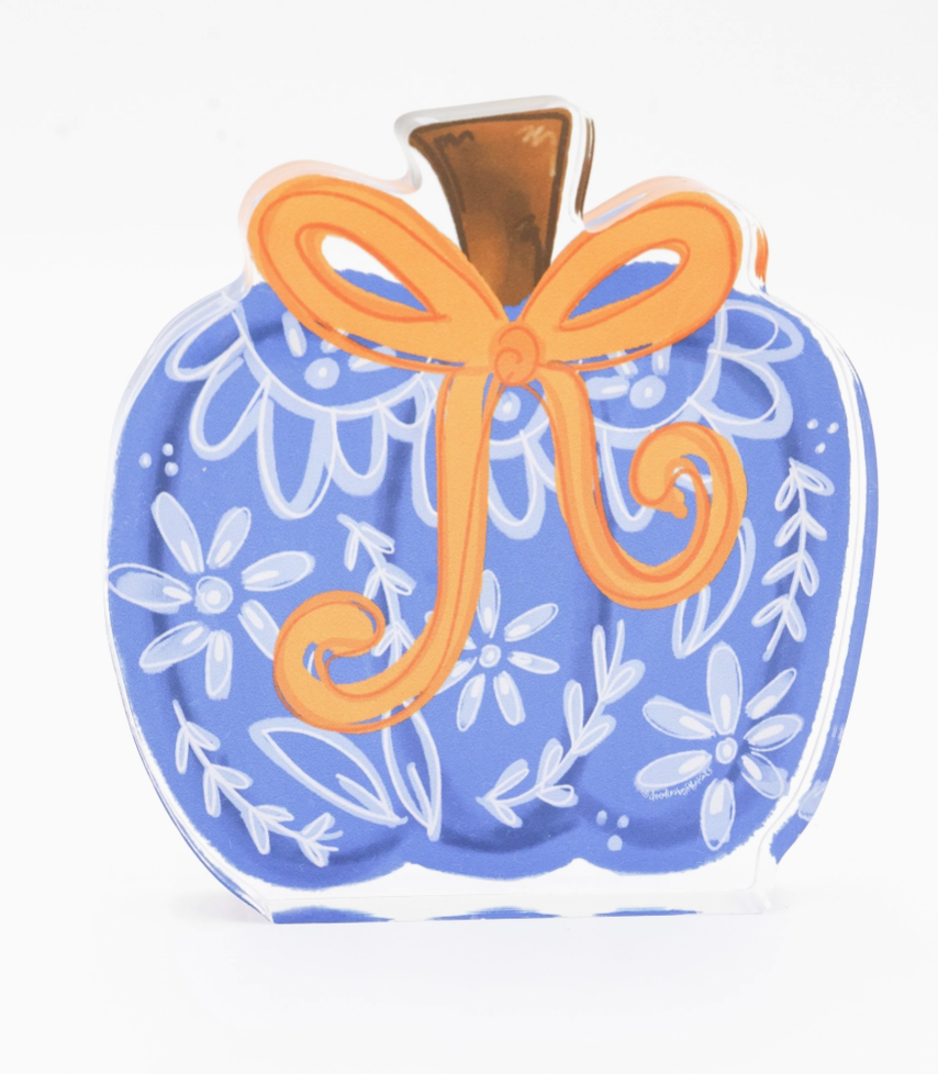 Blue Chinoiserie Pumpkin Acrylic Shelf Sitter