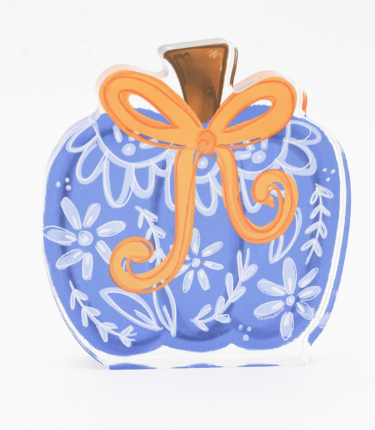 Blue Chinoiserie Pumpkin Acrylic Shelf Sitter