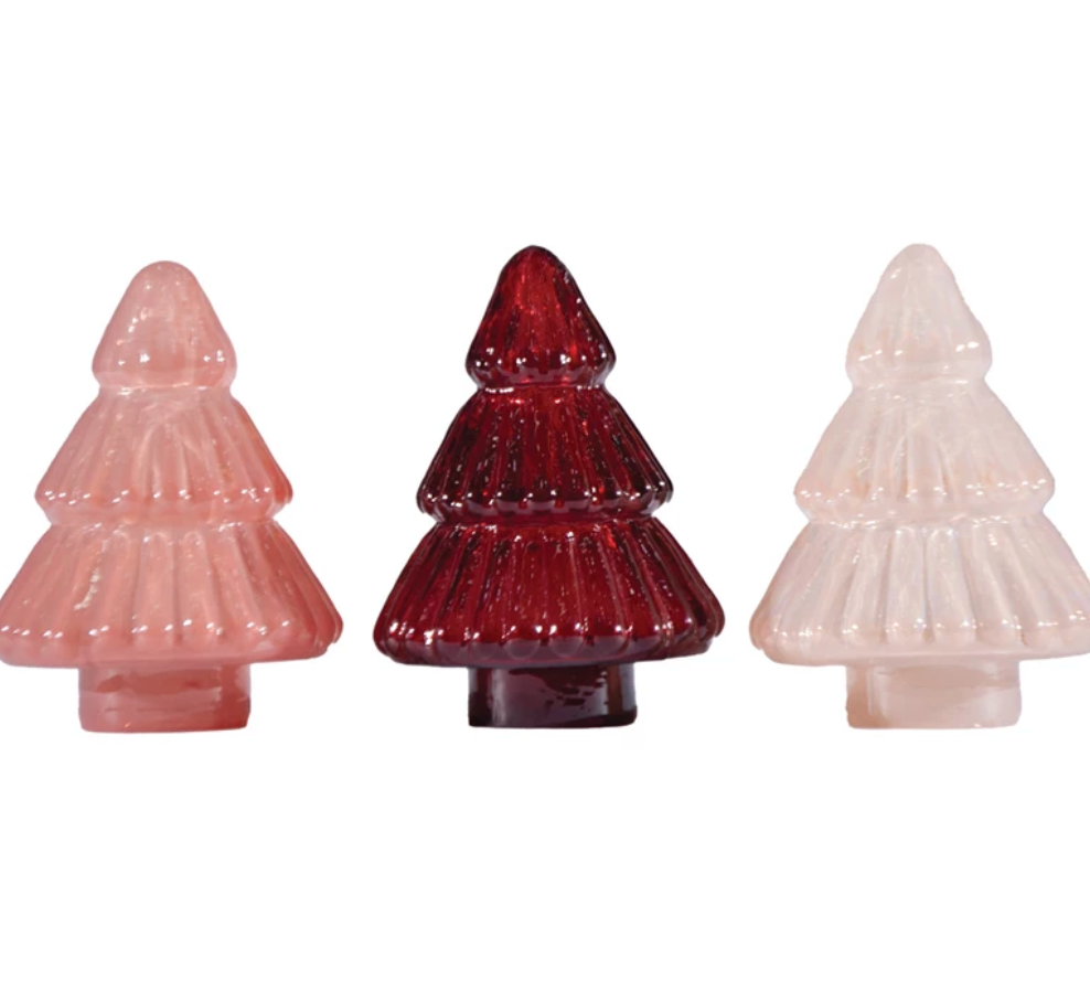 MT Assorted Pink Embossed Glass Tree