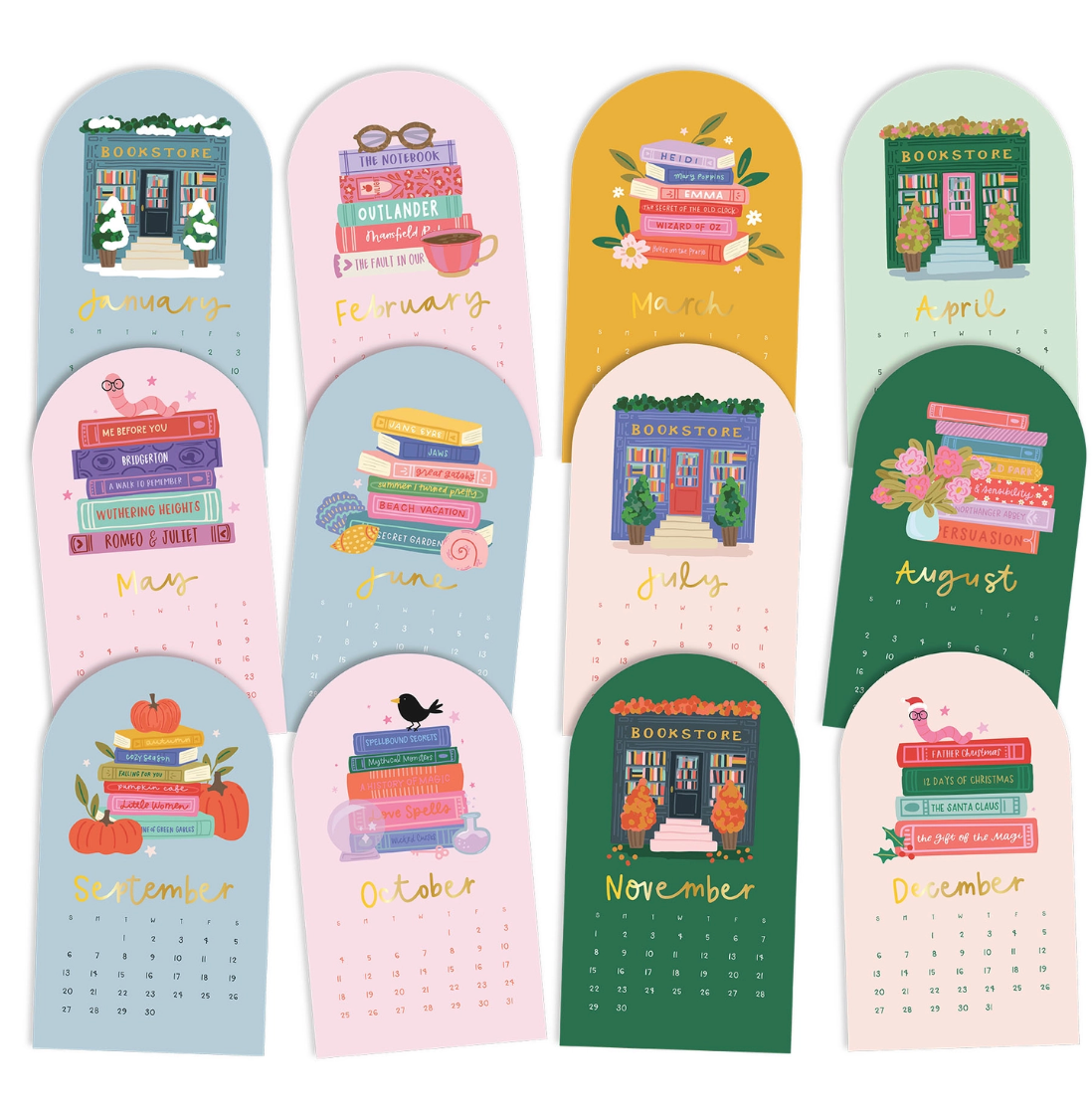 Book Lover's 2026 Mini Desk Calendar