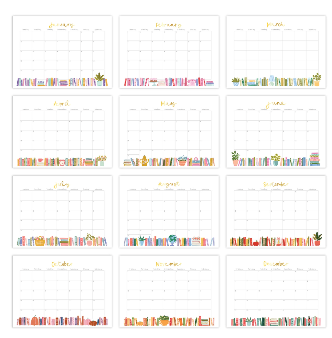 Book Lover's 2026 Spiral Hanging Wall Calendar