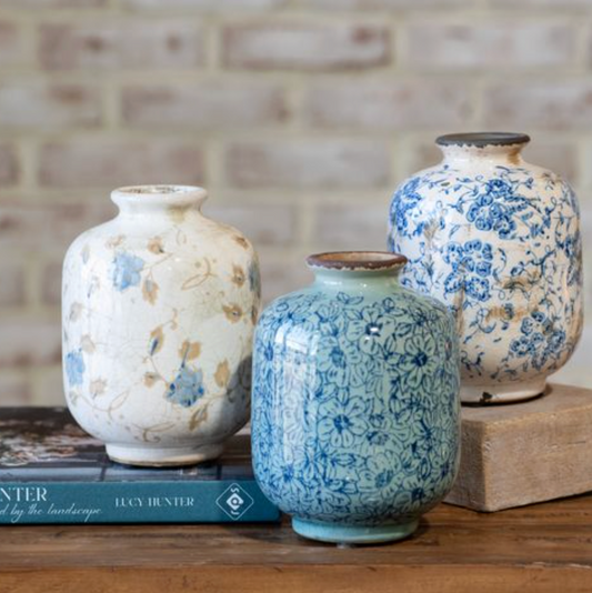 Assorted Blue Floral Vase