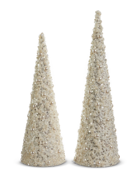 MT Pearl Embellished Cone Trees