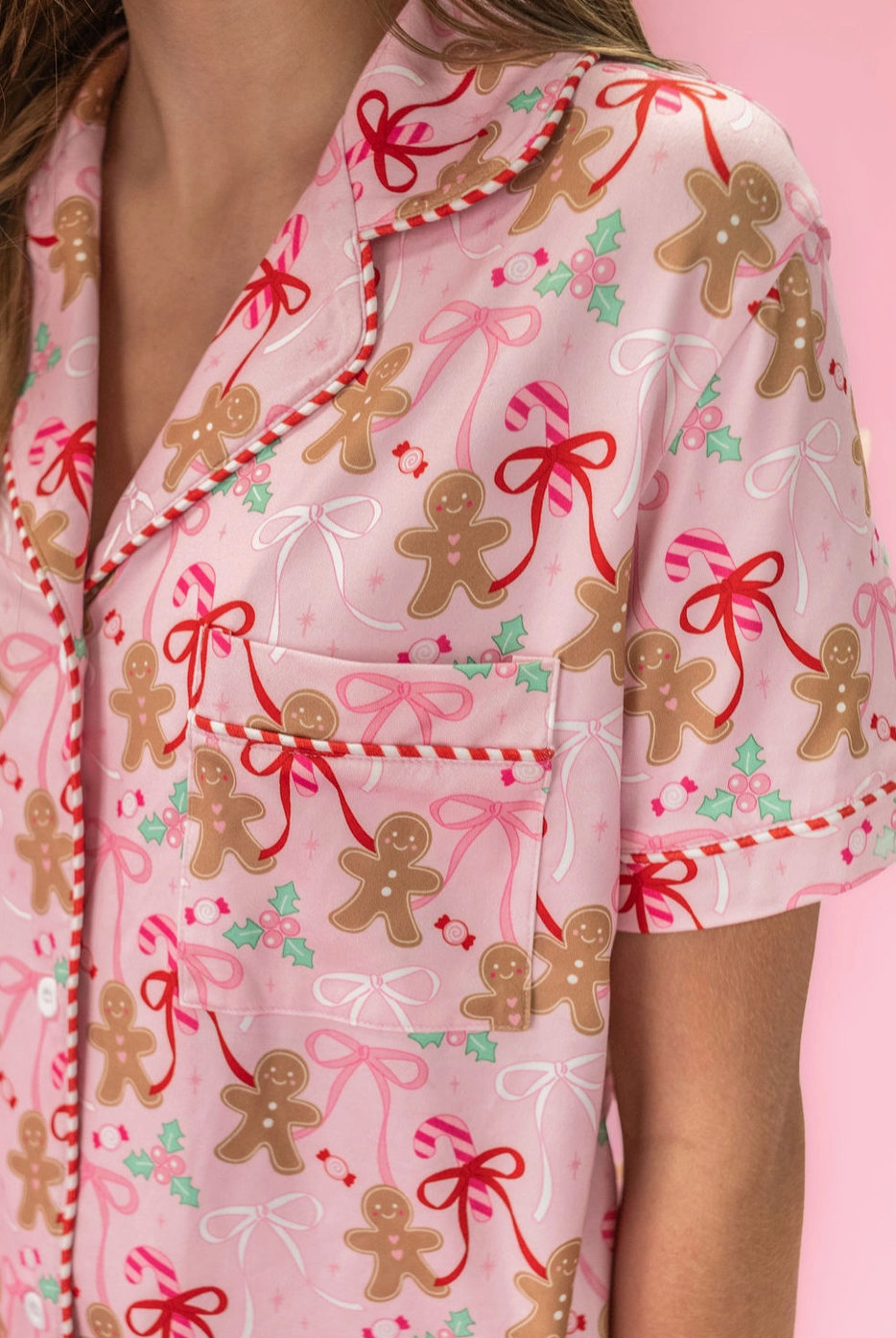 Gingerbread Bows Pajama Set