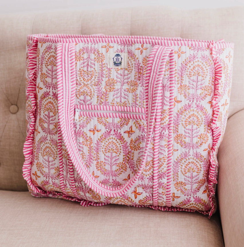 MT Dahlia Large Quilted Ruffle Bag